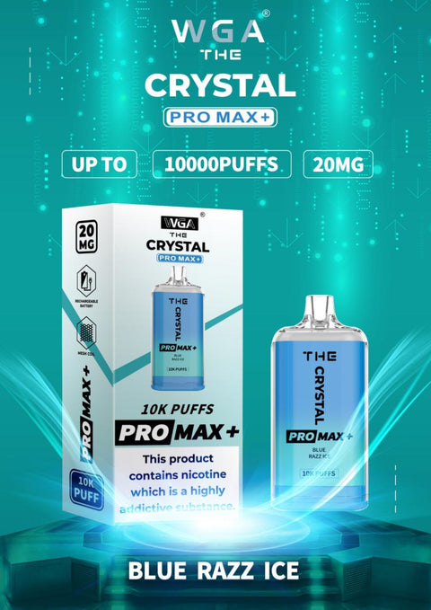 The Crystal Pro Max + 10000 Puffs ZERO NICOTINE Disposable Vape Puff Pod Bar-Pack Of 10