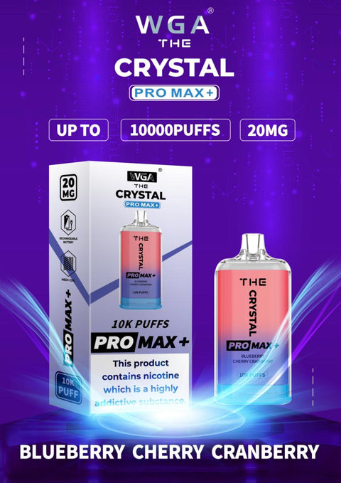 The Crystal Pro Max + 10000 Disposable Vape Puff Pod Bar - Wolfvapes.co.uk-Blueberry Cherry Cranberry