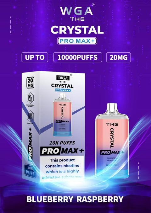 The Crystal Pro Max + 10000 Disposable Vape Puff Pod Bar - Wolfvapes.co.uk-Blueberry Raspberry