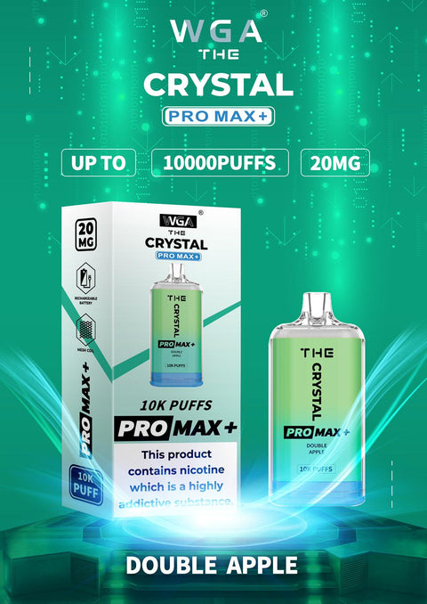 The Crystal Pro Max + 10000 Disposable Vape Puff Pod Bar - Wolfvapes.co.uk-Double Apple