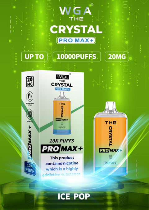 The Crystal Pro Max + 10000 Disposable Vape Puff Pod Bar - Wolfvapes.co.uk-Ice Pop