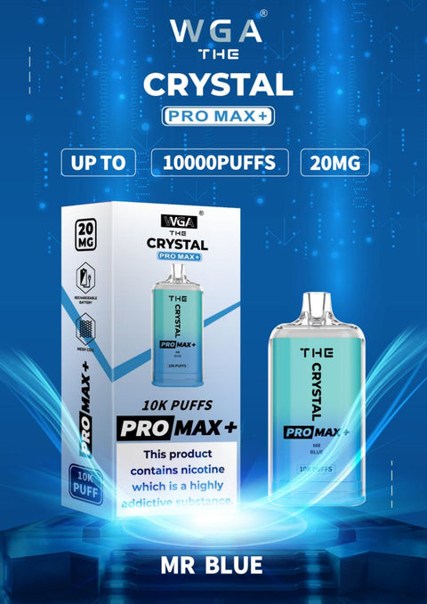 The Crystal Pro Max + 10000 Disposable Vape Puff Pod Bar - Wolfvapes.co.uk-Mr Blue